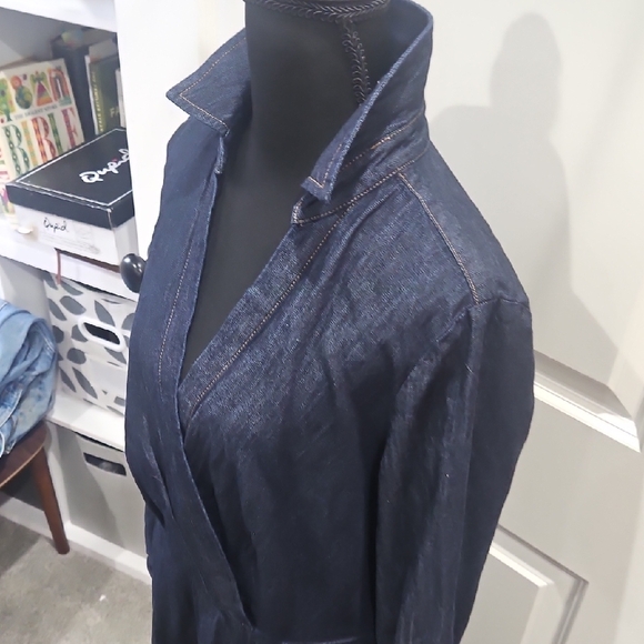 Ralph Lauren Deep Blue Denim V-neck Dress with pockets size 12 - Picture 8 of 10